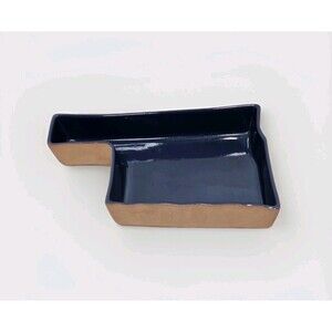 Frankoma Oklahoma State Shaped Dish Navy Dark Blue Snack Terracotta MOKBP USA